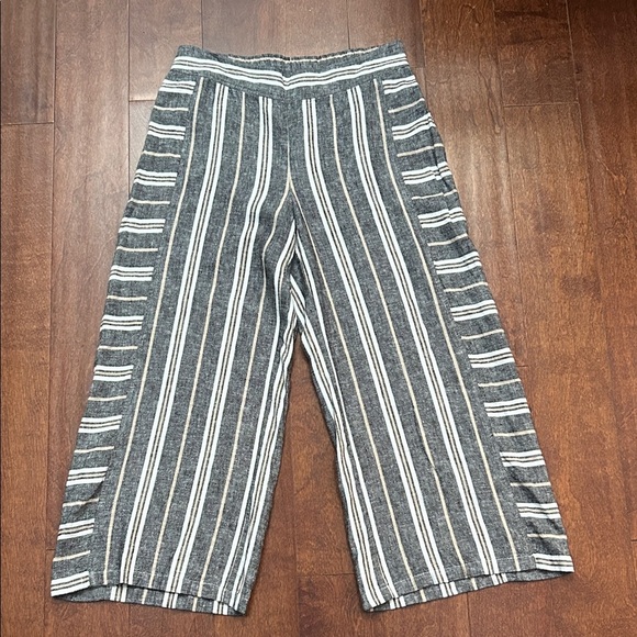 BP Striped Women’s Linen Blend Beachy Cropped Wide Leg Pants, Size Medium - Picture 1 of 8